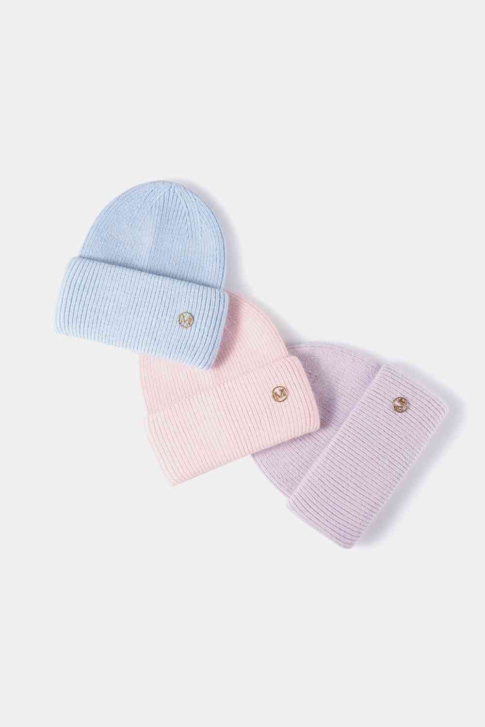 M Rib-Knit Cuff Beanie - TRENDMELO