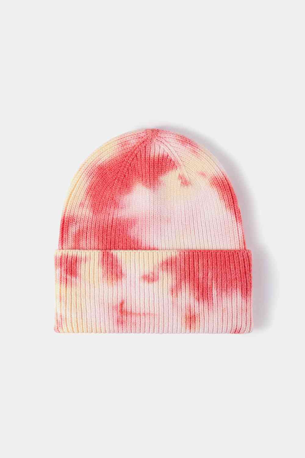 Tie-Dye Cuffed Rib-Knit Beanie Hat - TRENDMELO