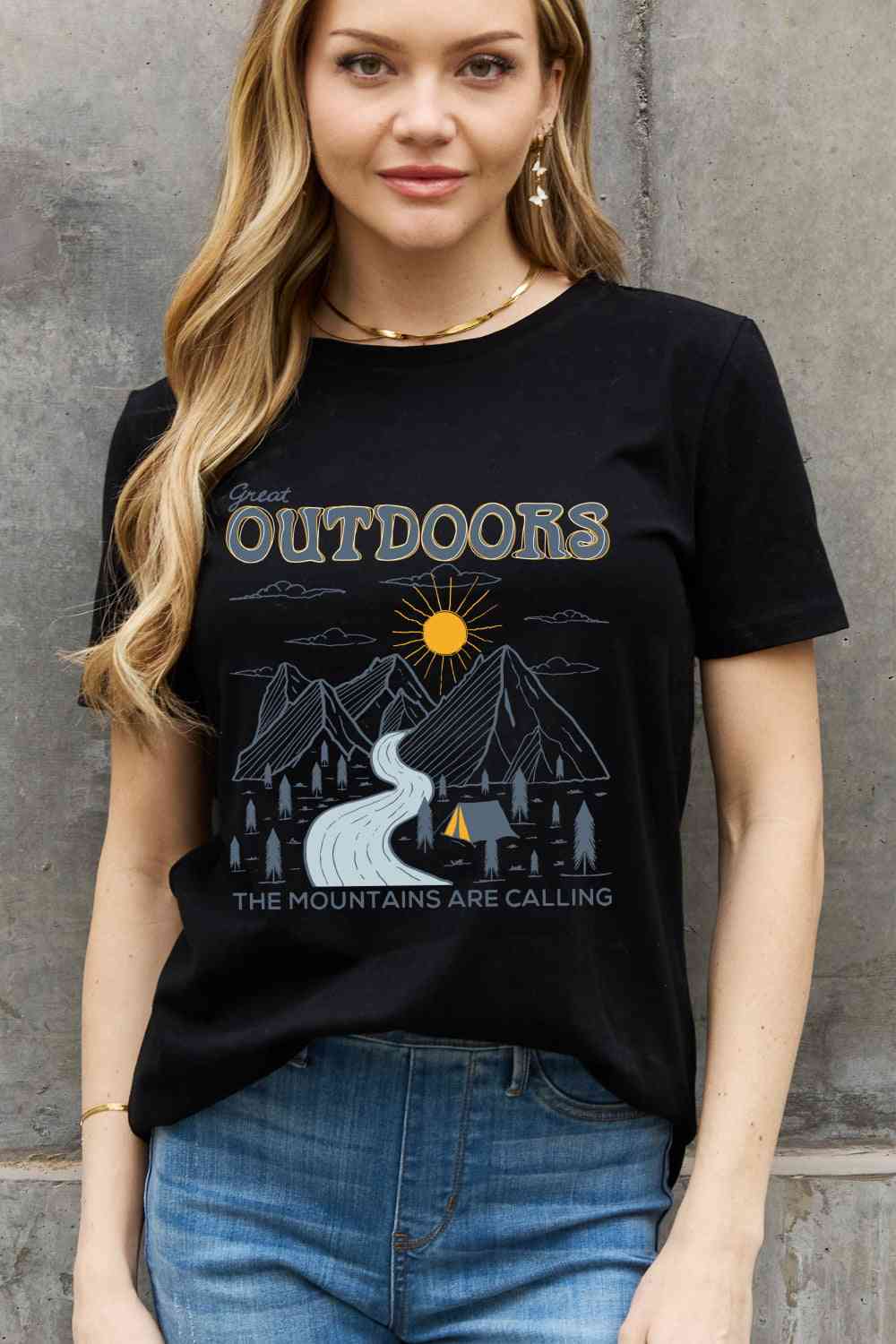 Simply Love Full Size GREAT OUTDOORS Graphic Cotton Tee - TRENDMELO