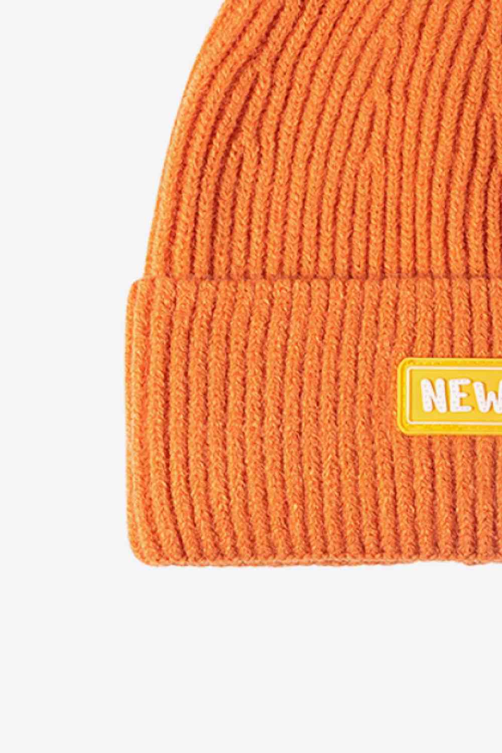 NEWYORK Patch Rib-Knit Cuffed Beanie - TRENDMELO