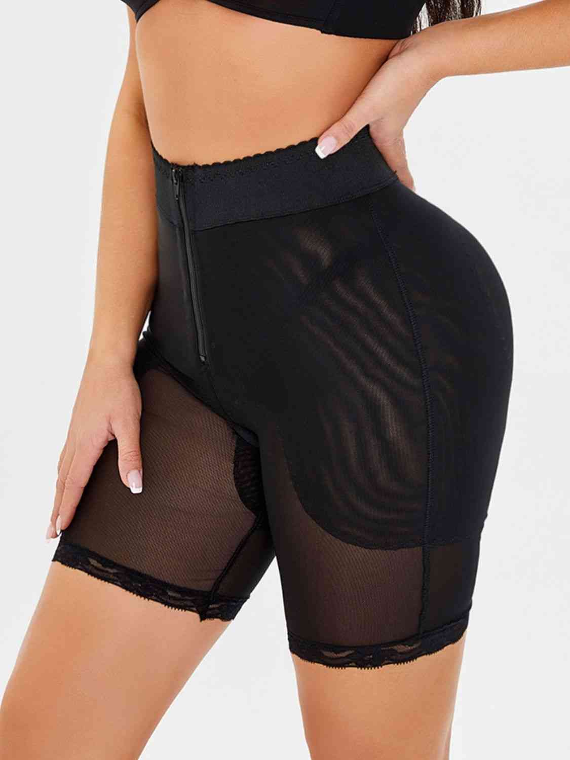 Full Size High-Waisted Lace Trim Shaping Shorts - TRENDMELO