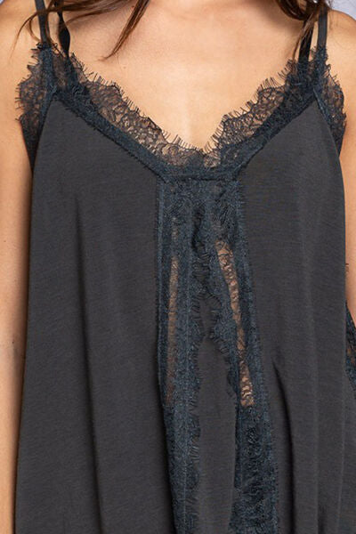 POL Lace Detail V-Neck Cami - TRENDMELO