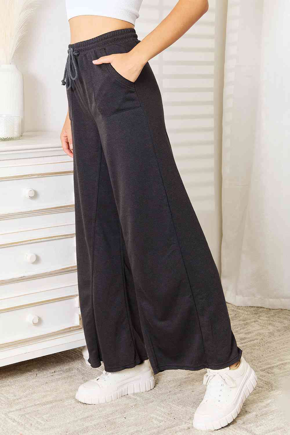 Basic Bae Wide Leg Pocketed Pants - TRENDMELO