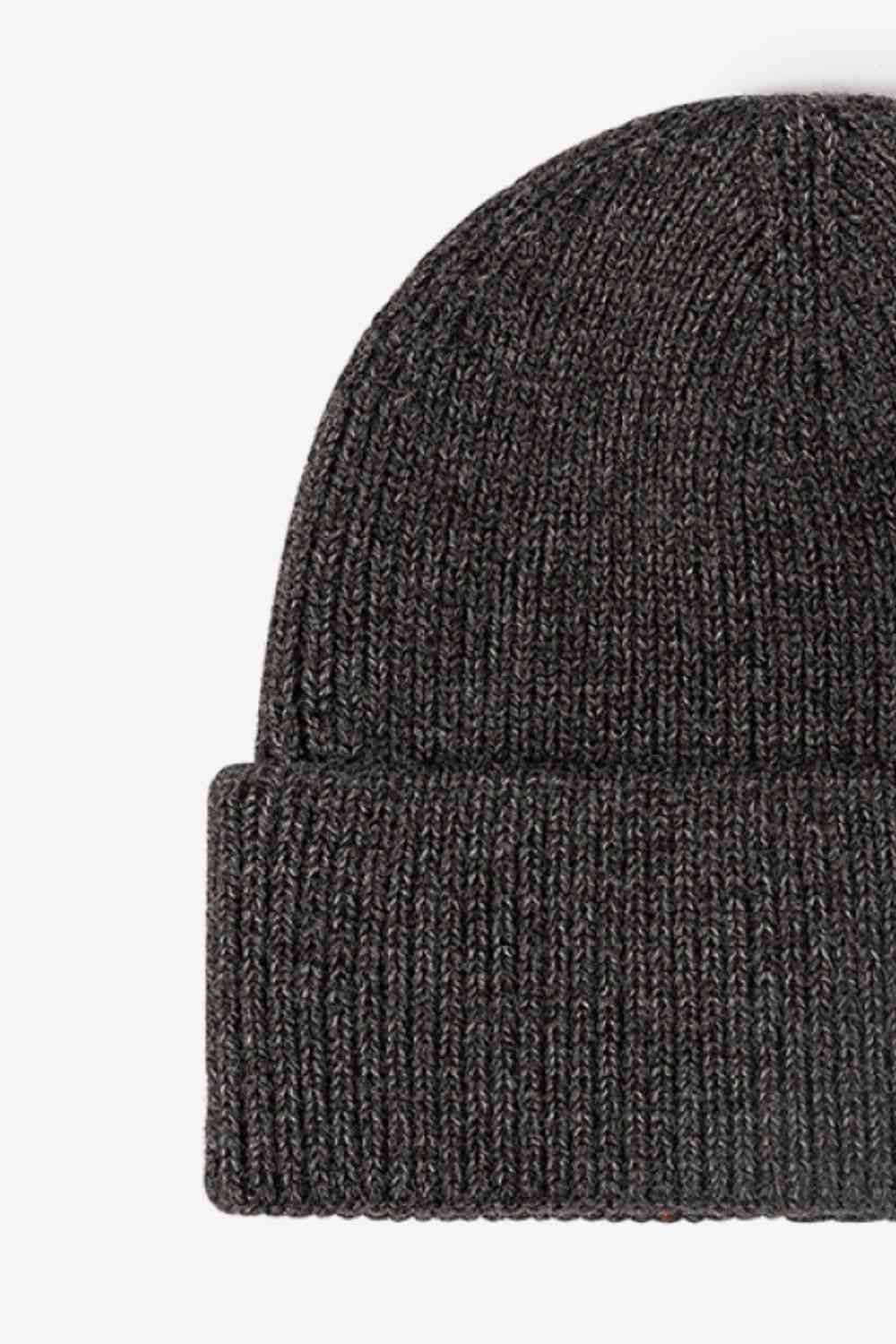 Letter N Patch Cuffed Knit Beanie - TRENDMELO