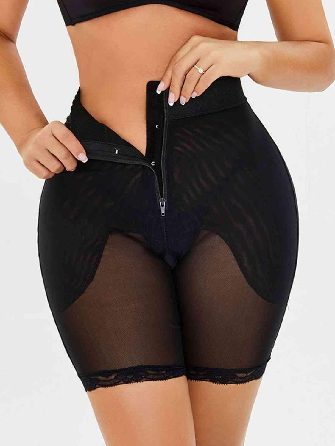 Full Size High-Waisted Lace Trim Shaping Shorts - TRENDMELO