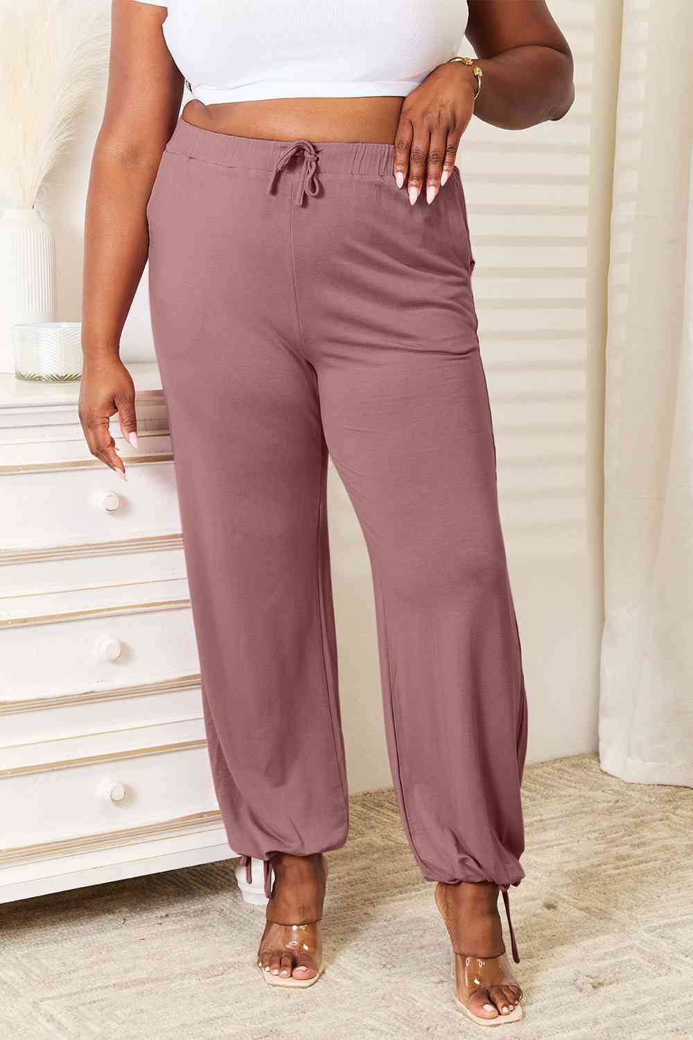 Basic Bae Full Size Soft Rayon Drawstring Waist Pants with Pockets - TRENDMELO