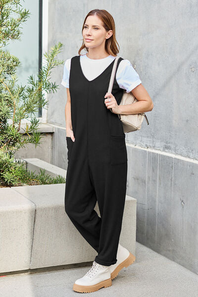 Double Take Full Size Sleeveless Straight Jumpsuit - TRENDMELO