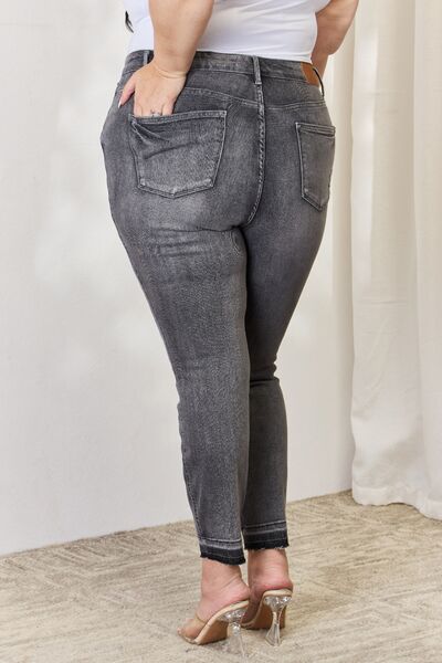 Judy Blue Full Size High Waist Tummy Control Release Hem Skinny Jeans - TRENDMELO