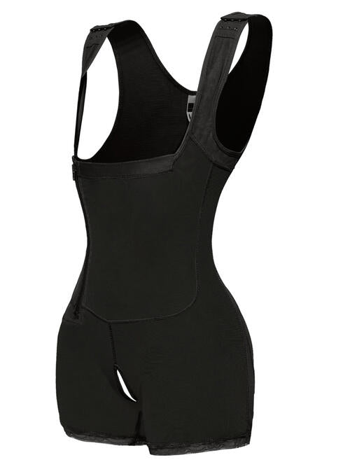 Full Size Side Zip Up Wide Strap Shapewear - TRENDMELO