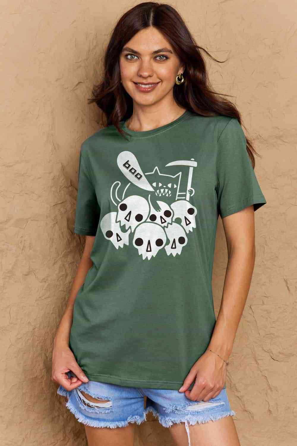 Simply Love Full Size Graphic BOO Cotton T-Shirt - TRENDMELO