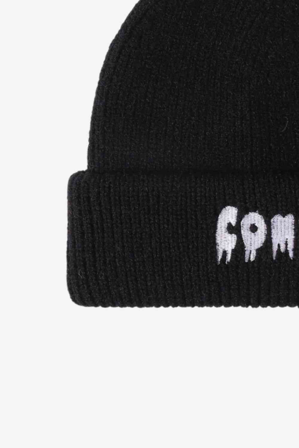 COME ON Embroidered Cuff Knit Beanie - TRENDMELO