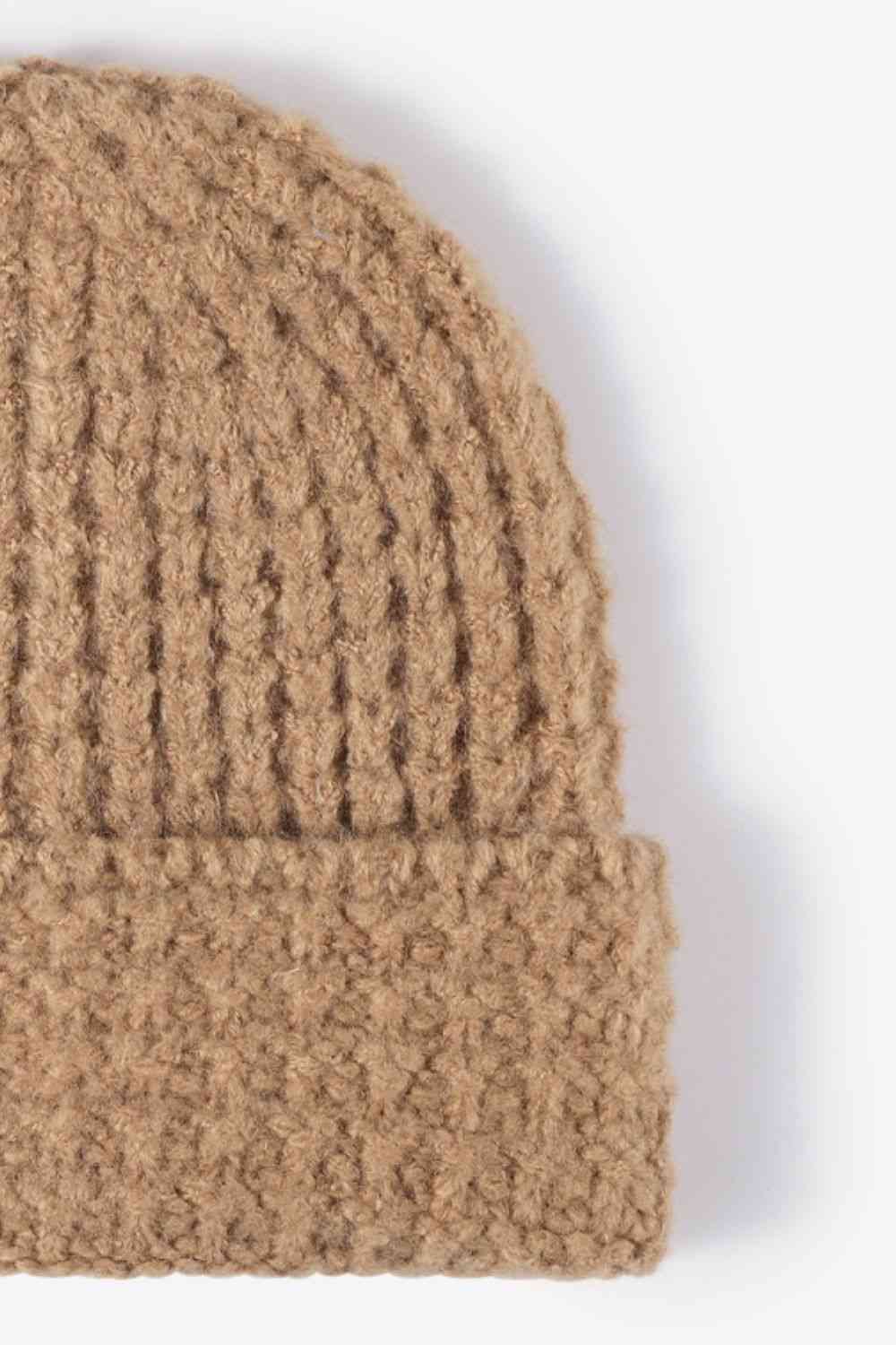 Waffle-Knit Cuff Beanie - TRENDMELO