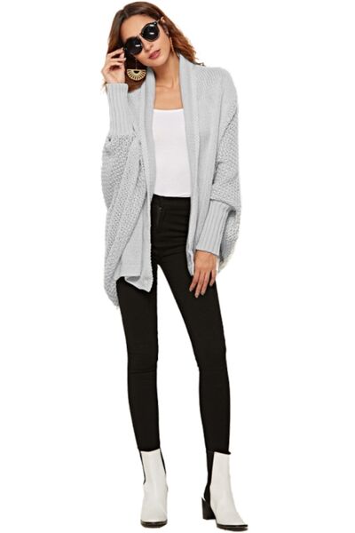 Open Front Batwing Sleeve Cardigan - TRENDMELO