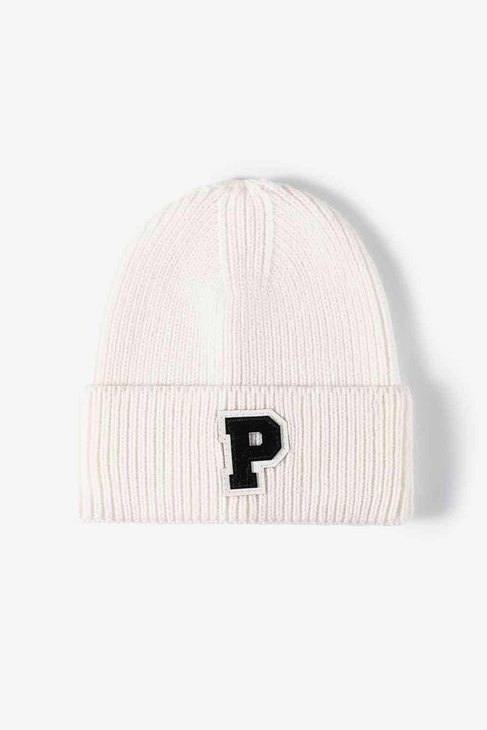 Letter Patch Cuffed Knit Beanie - TRENDMELO