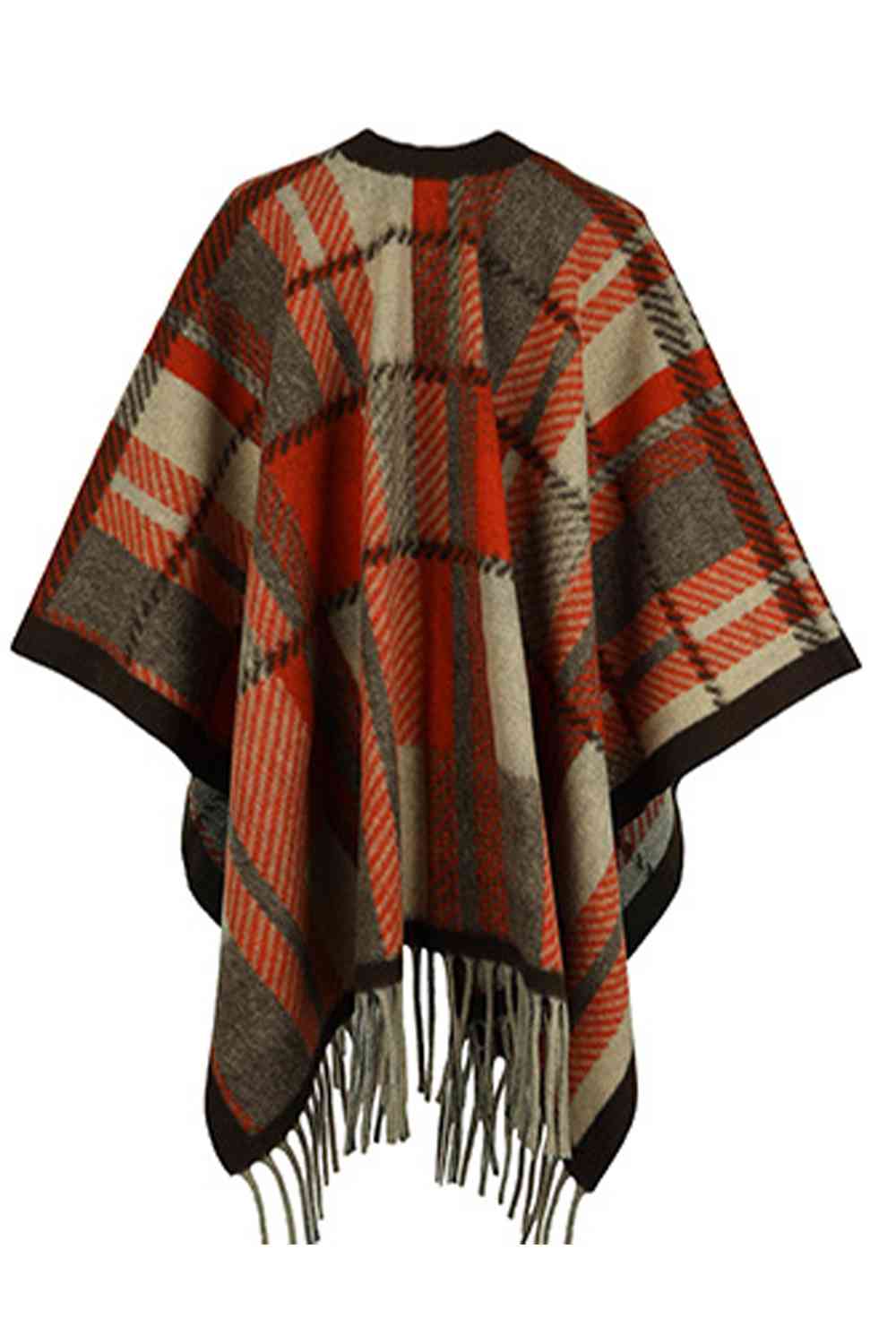 Cloak Sleeve Fringe Detail Poncho - TRENDMELO