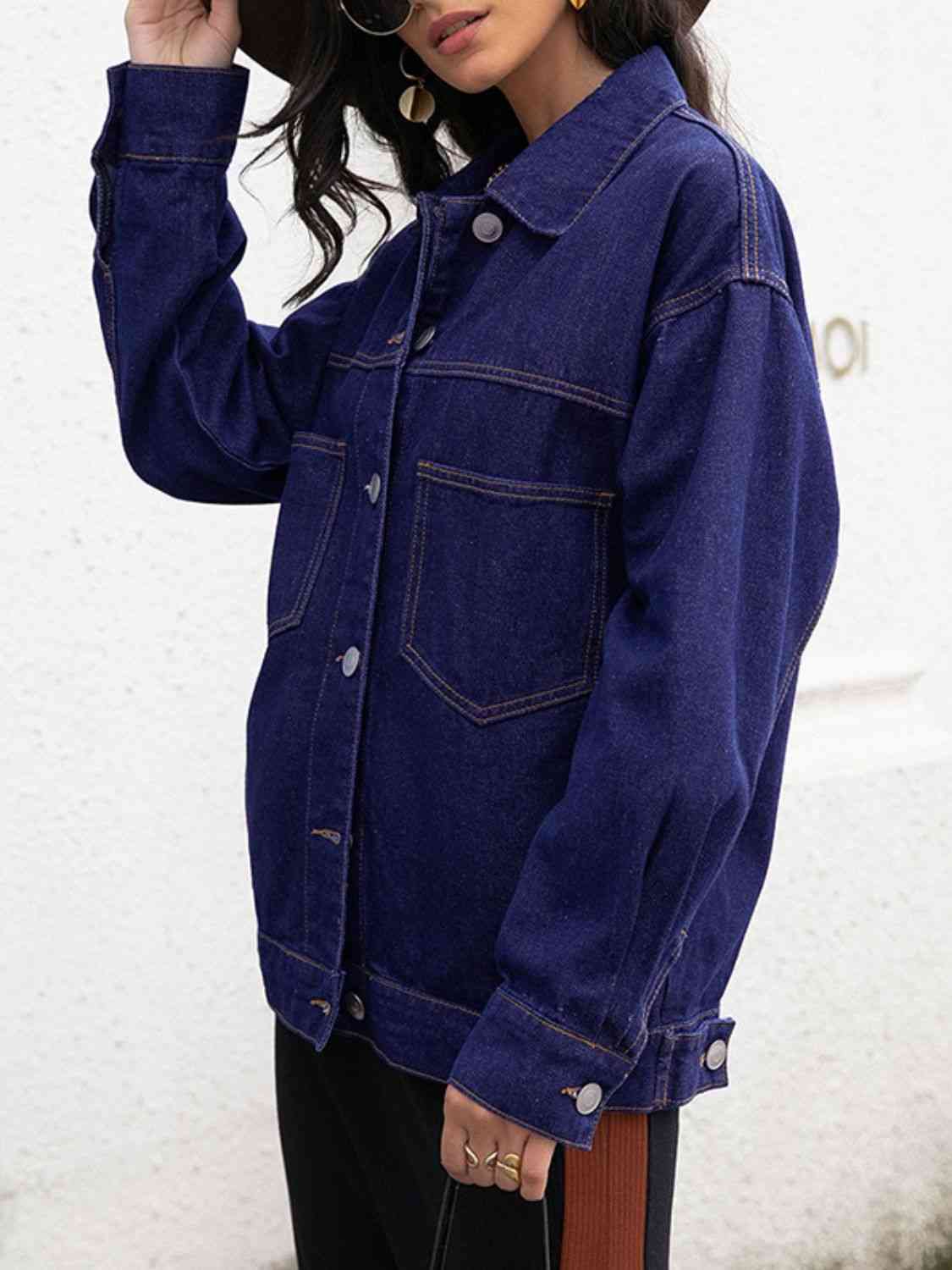 Buttoned Denim Jacket - TRENDMELO