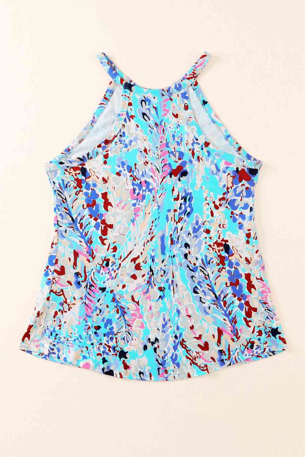 Printed Round Neck Tank Top - TRENDMELO