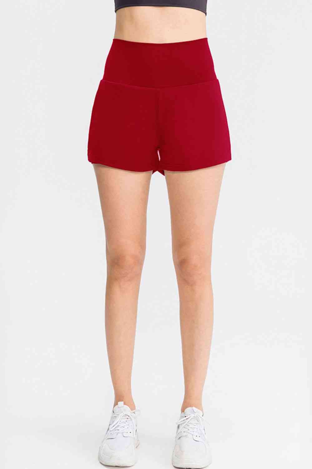 Wide Waistband Sports Shorts with Pockets - TRENDMELO