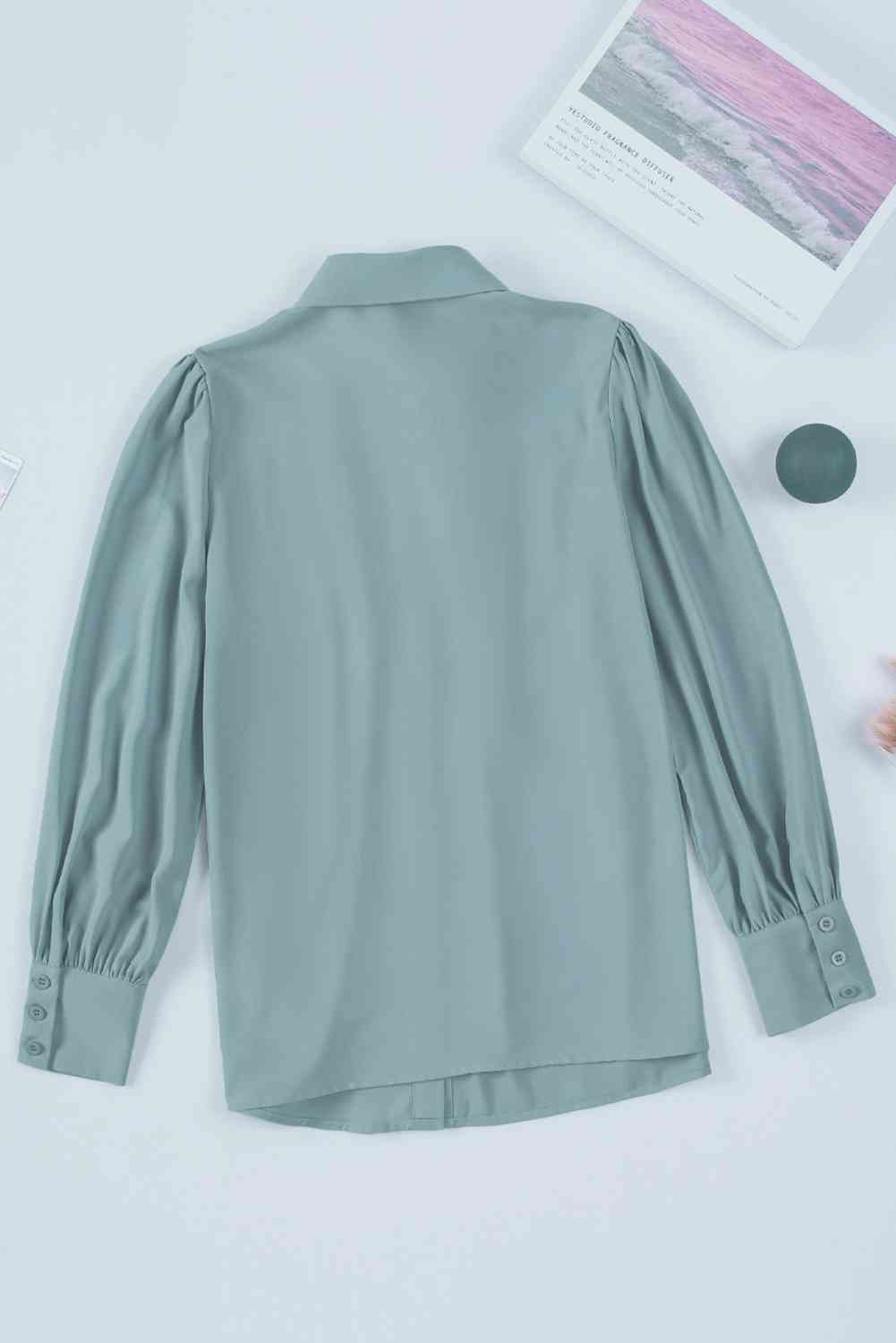 Gathered Detail Puff Sleeve Shirt - TRENDMELO