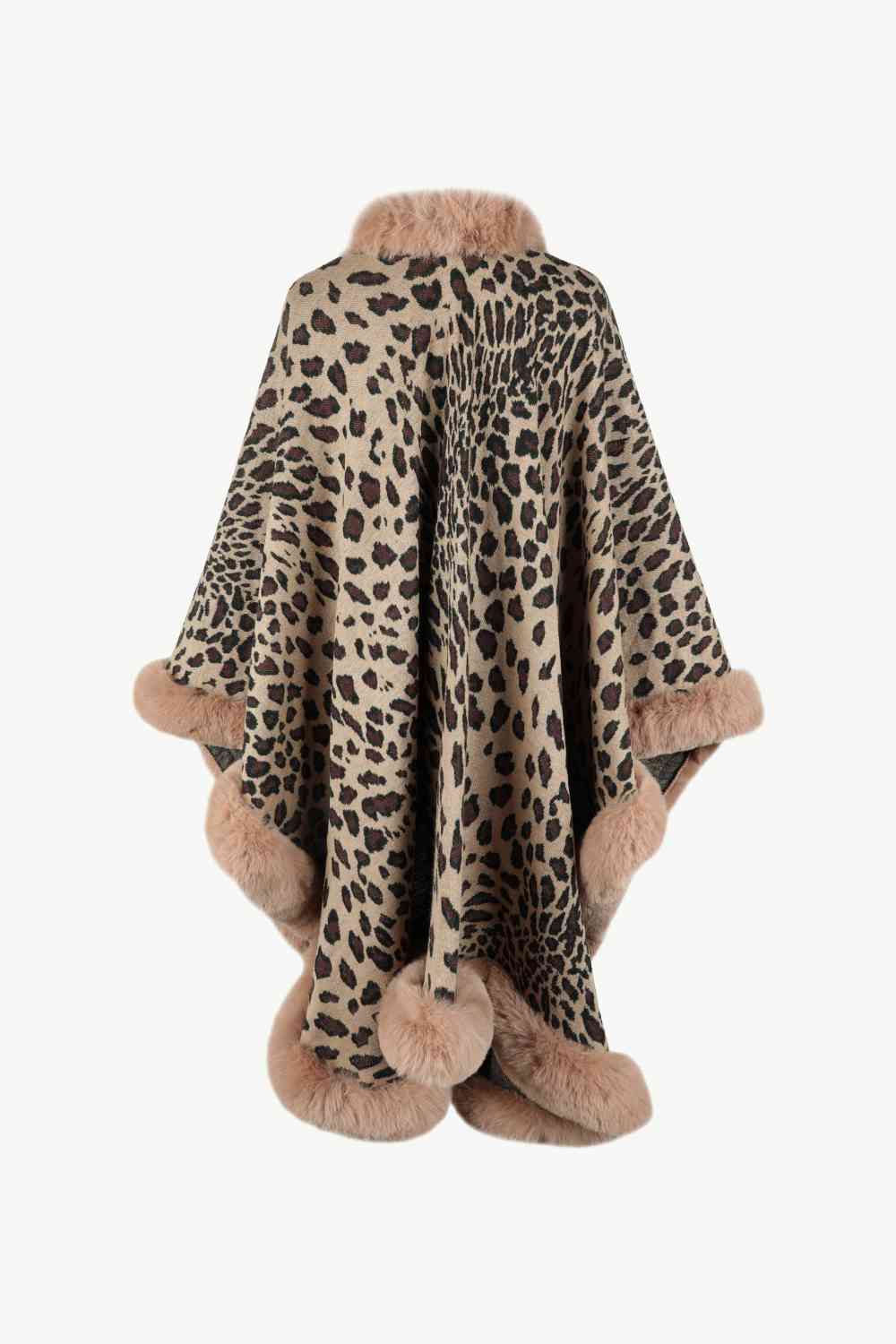 Leopard Open Front Poncho - TRENDMELO