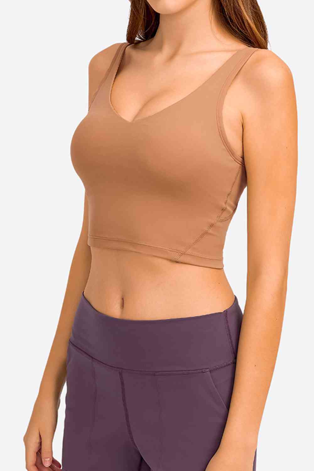 Deep V-Neck Crop Sports Bra - TRENDMELO