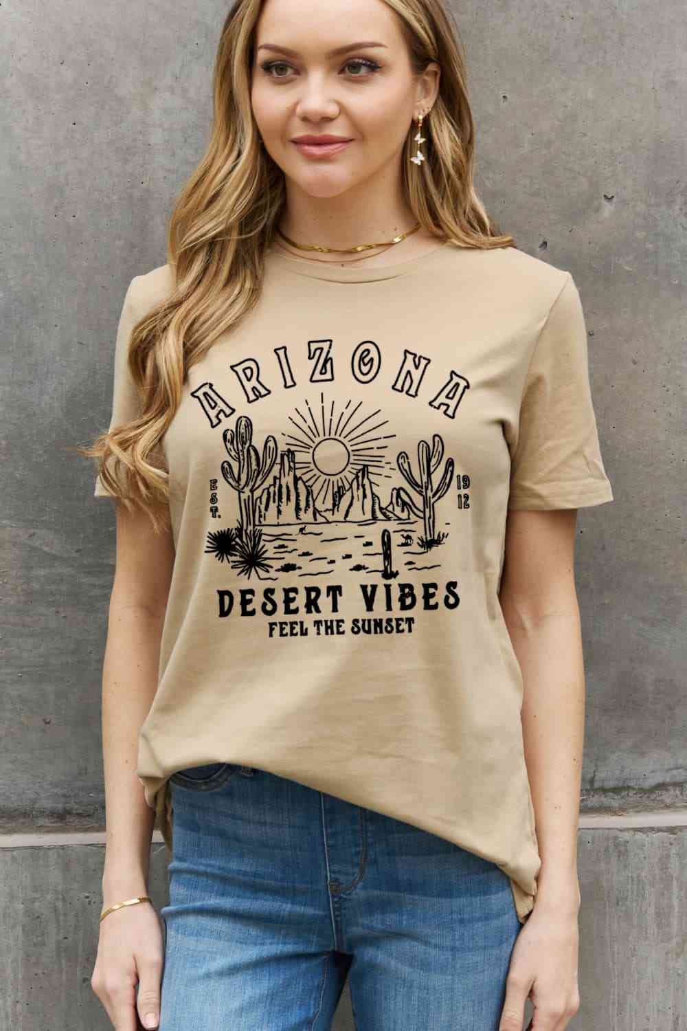 Simply Love Simply Love Full Size ARIZONA DESERT VIBES FEEL THE SUNSET Graphic Cotton Tee - TRENDMELO