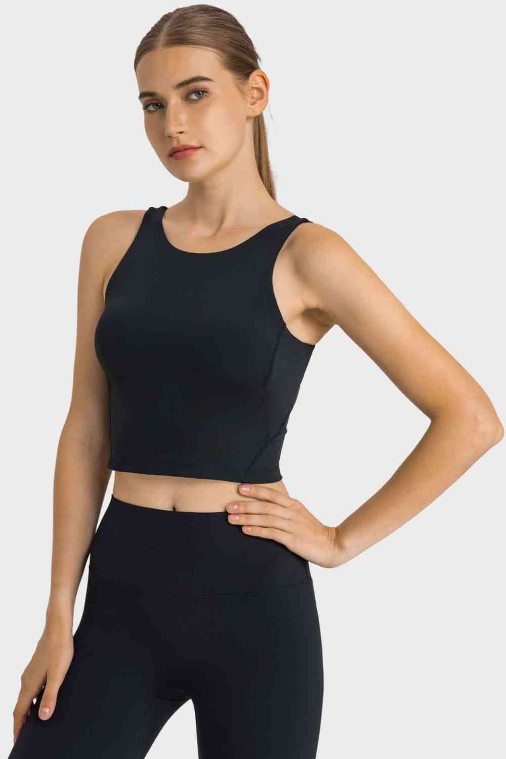 Feel Like Skin Highly Stretchy Cropped Sports Tank - TRENDMELO