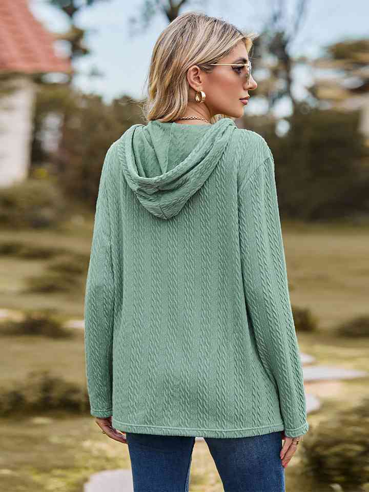 Cable-Knit Hooded Blouse - TRENDMELO