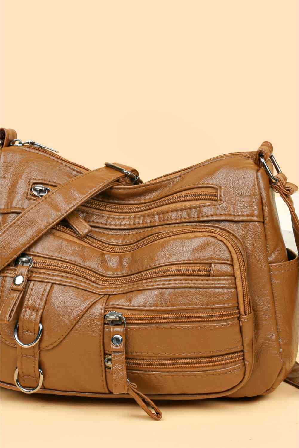 Multi-Pocket PU Leather Crossbody Bag - TRENDMELO