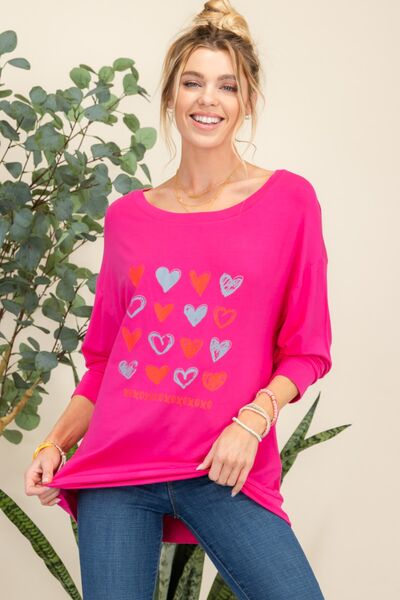 Celeste Full Size Heart Graphic Long Sleeve T-Shirt - TRENDMELO