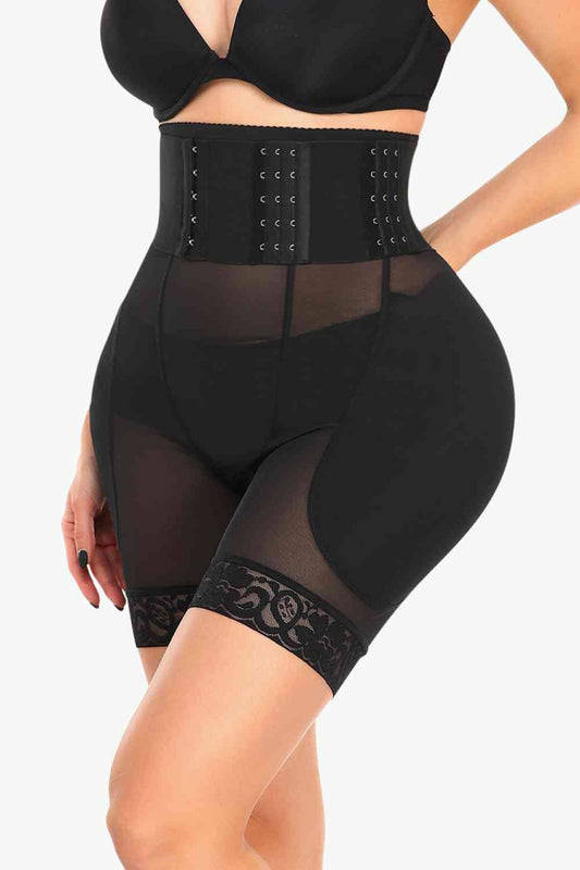 Full Size Breathable Lace Trim Shaping Shorts - TRENDMELO