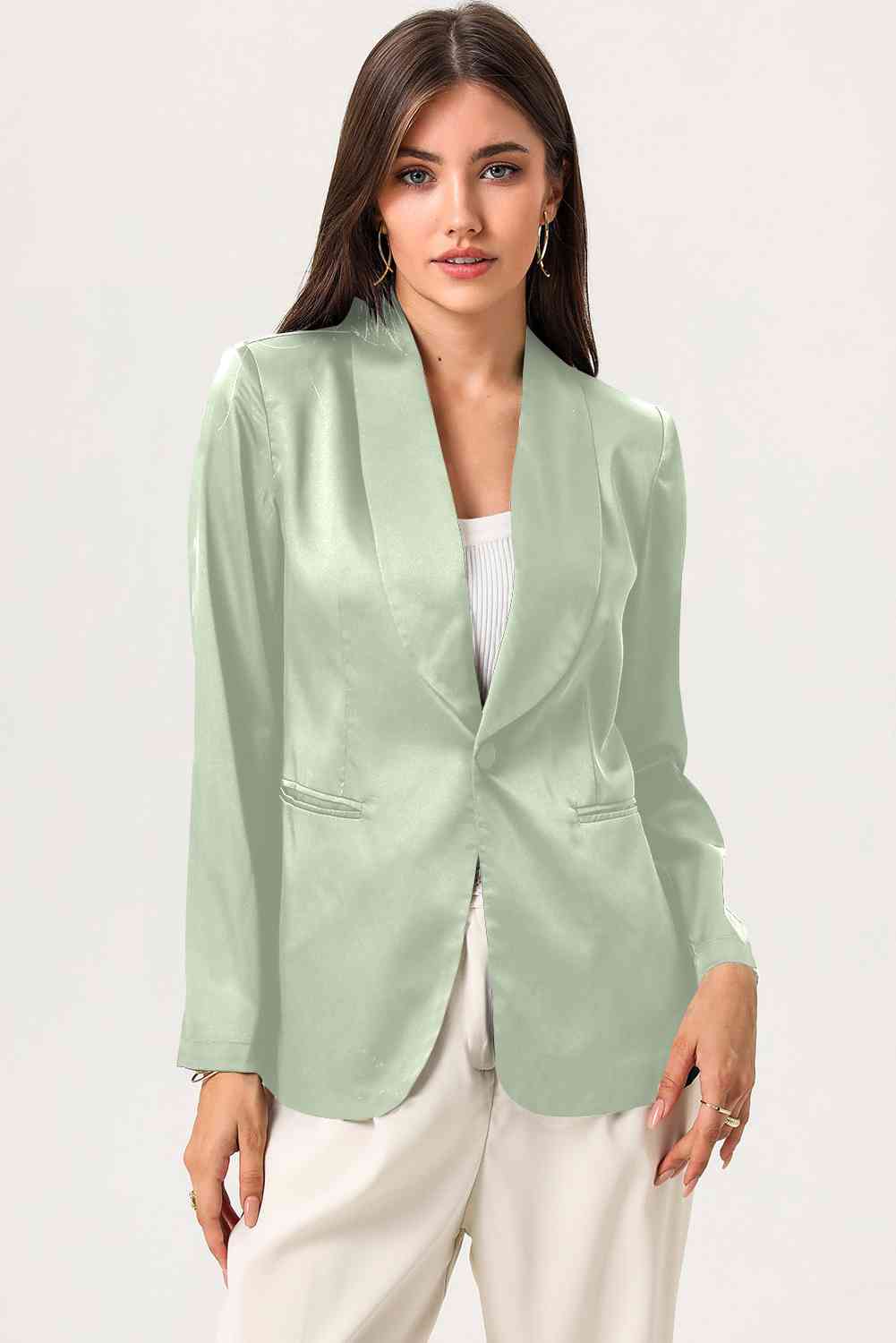 Long Sleeve Shawl Collar Blazer - TRENDMELO