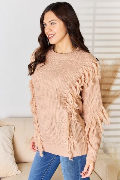And The Why Tassel Detail Long Sleeve Sweater - TRENDMELO