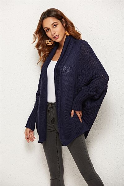 Open Front Batwing Sleeve Cardigan - TRENDMELO