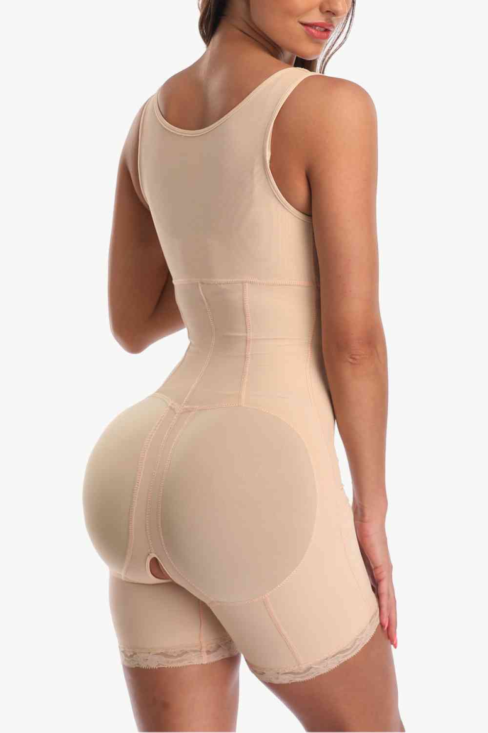 Full Size Zip-Up Lace Detail Shapewear - TRENDMELO