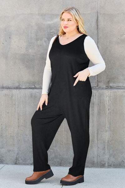 Double Take Full Size Sleeveless Straight Jumpsuit - TRENDMELO