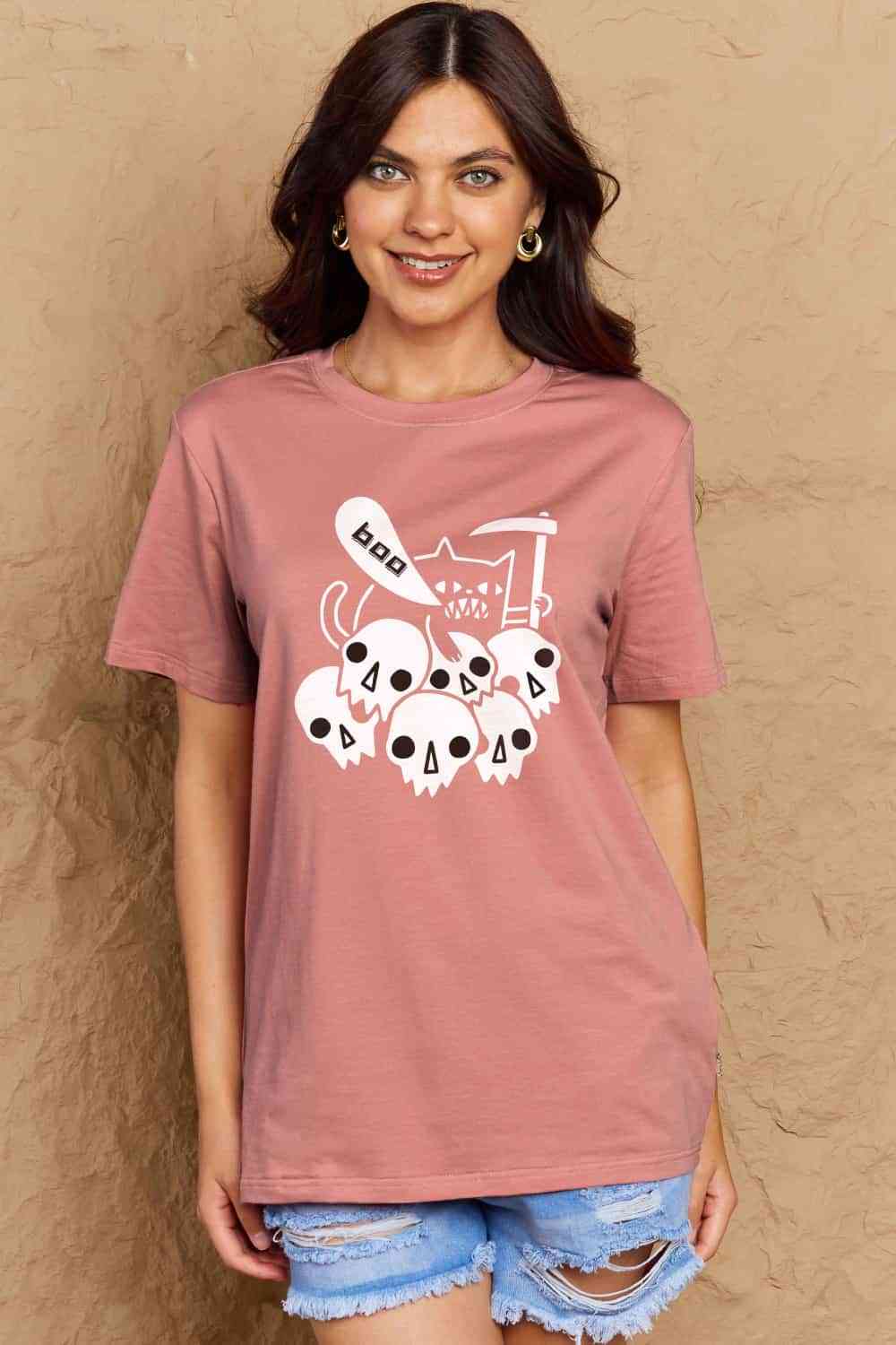 Simply Love Full Size Graphic BOO Cotton T-Shirt - TRENDMELO