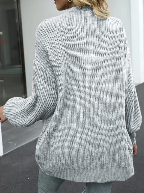 Drop Shoulder Balloon Sleeve Cardigan - TRENDMELO