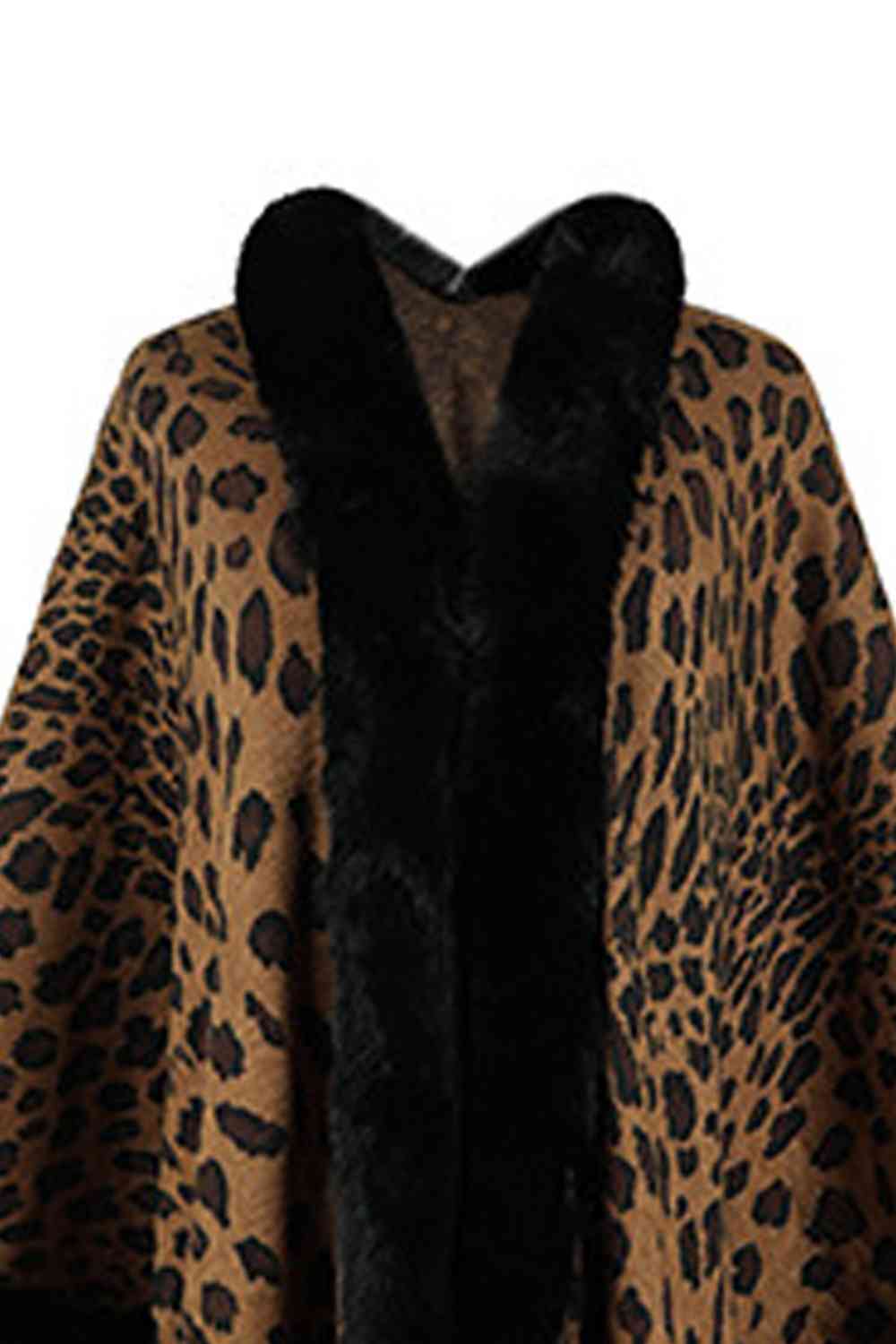 Leopard Open Front Poncho - TRENDMELO