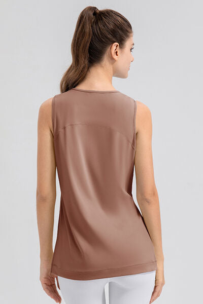 Slit Round Neck Tank - TRENDMELO