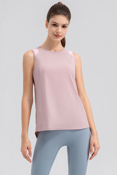 Round Neck Wide strap Active Tank - TRENDMELO