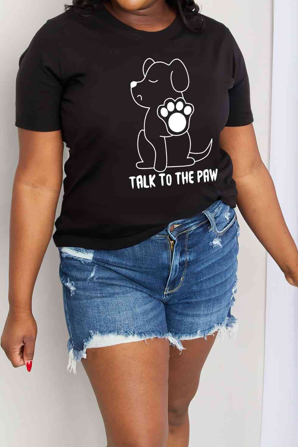 Simply Love Simply Love Full Size TALK TO THE PAW Graphic Cotton Tee - TRENDMELO