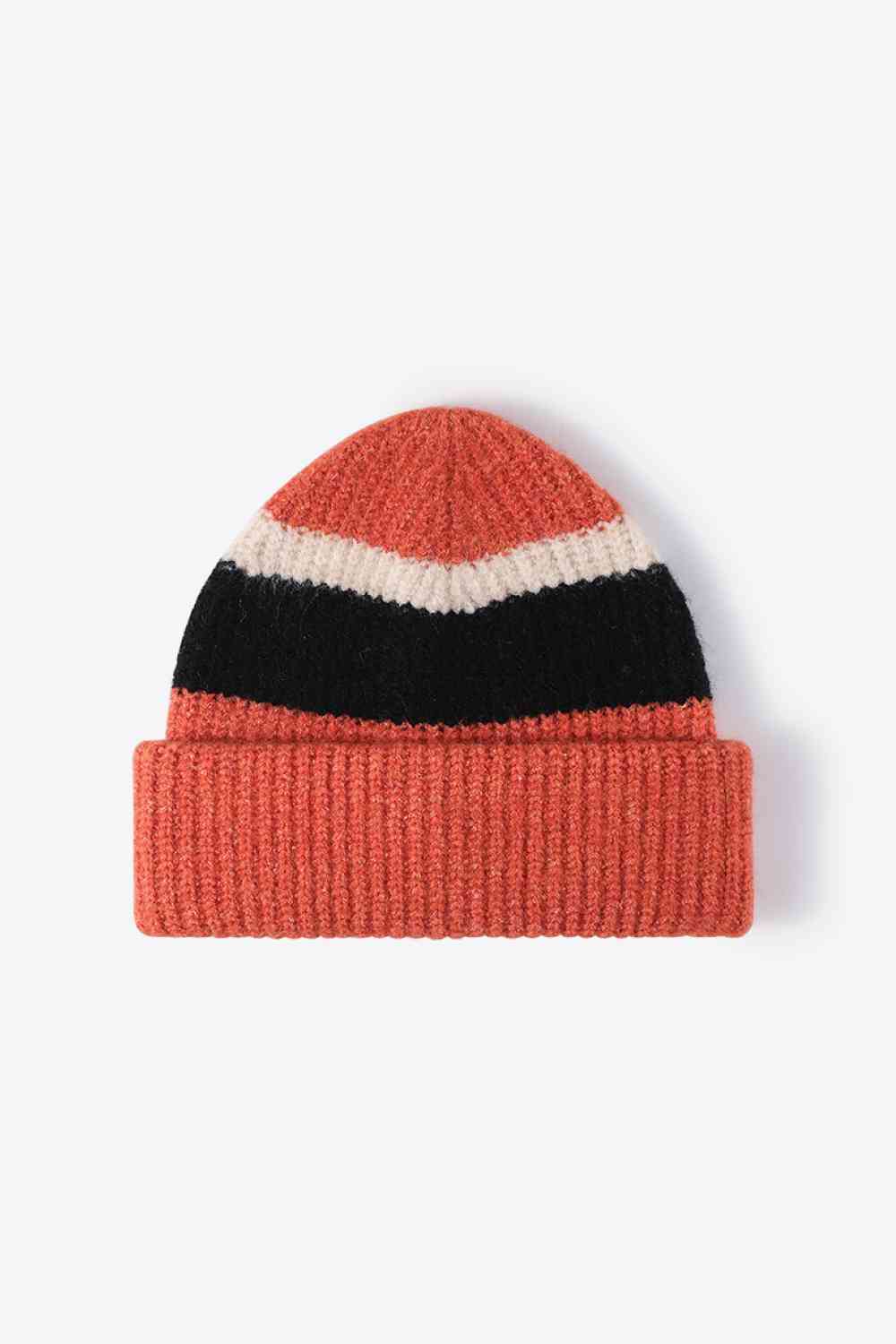 Tricolor Cuffed Knit Beanie - TRENDMELO