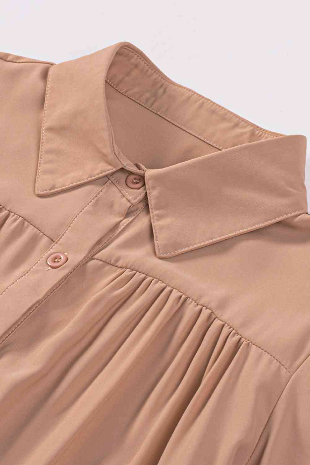 Gathered Detail Puff Sleeve Shirt - TRENDMELO