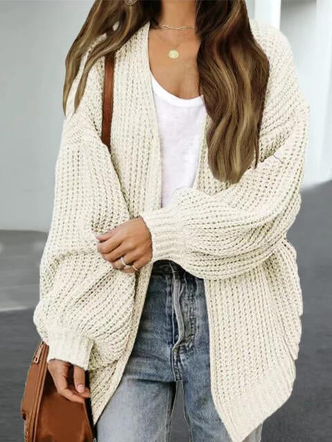 Drop Shoulder Balloon Sleeve Cardigan - TRENDMELO