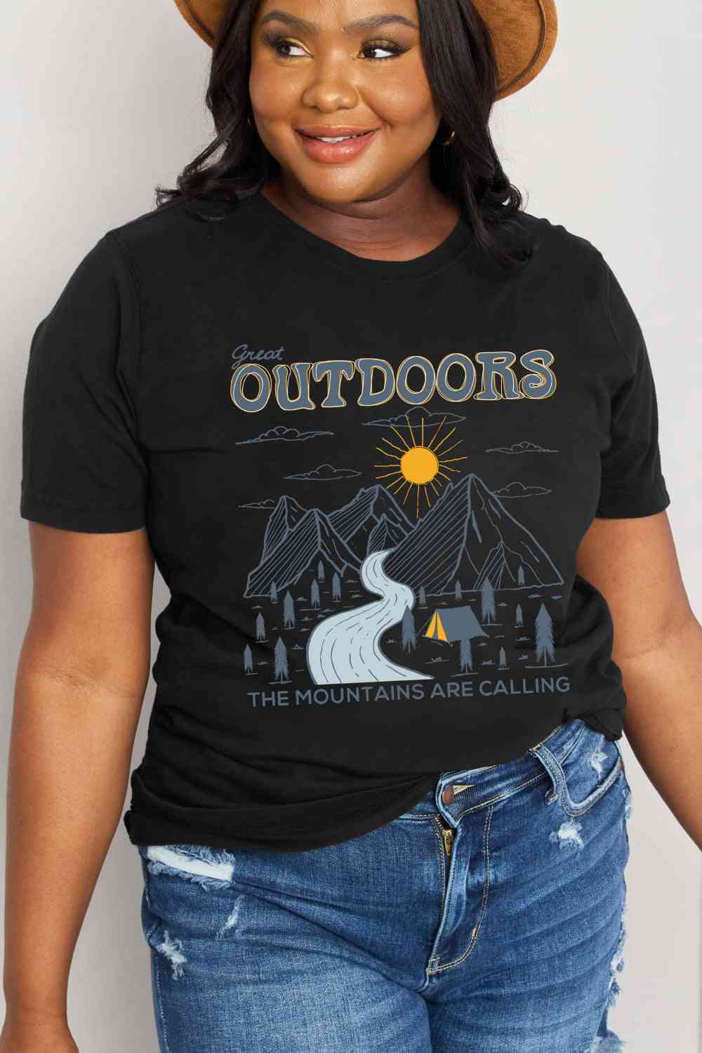 Simply Love Full Size GREAT OUTDOORS Graphic Cotton Tee - TRENDMELO