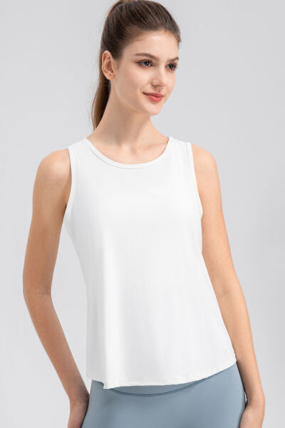 Wide Strap Round Neck Active Tank - TRENDMELO