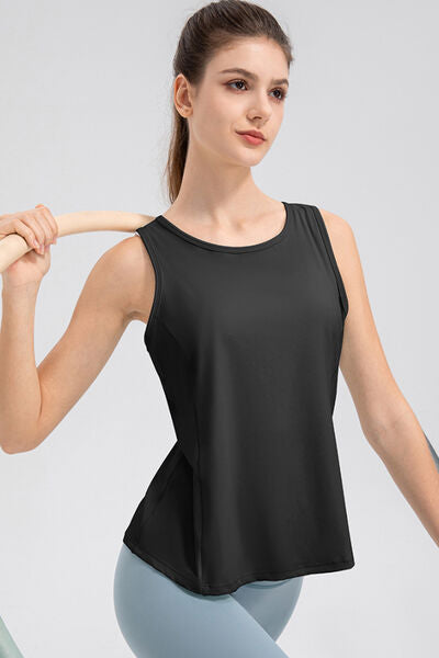 Wide Strap Round Neck Active Tank - TRENDMELO