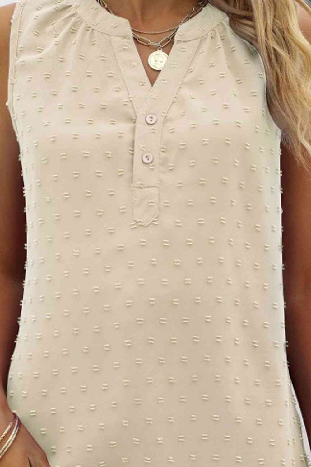 Swiss Dot Notched Neck Tank - TRENDMELO