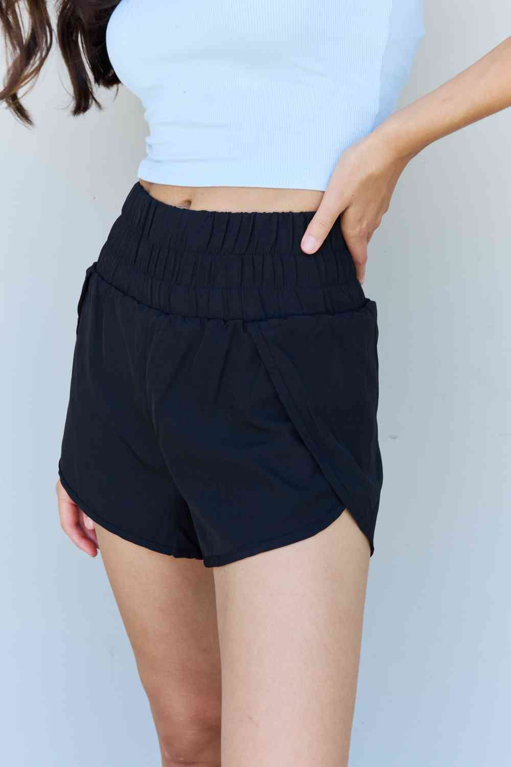 Ninexis Stay Active High Waistband Active Shorts in Black - TRENDMELO